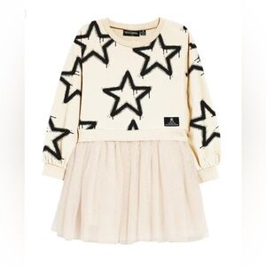 Mini Boden Cream Star Print Tulle Dress for Kids